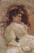 Ilia Efimovich Repin Arranges in order the guest portrait oil painting